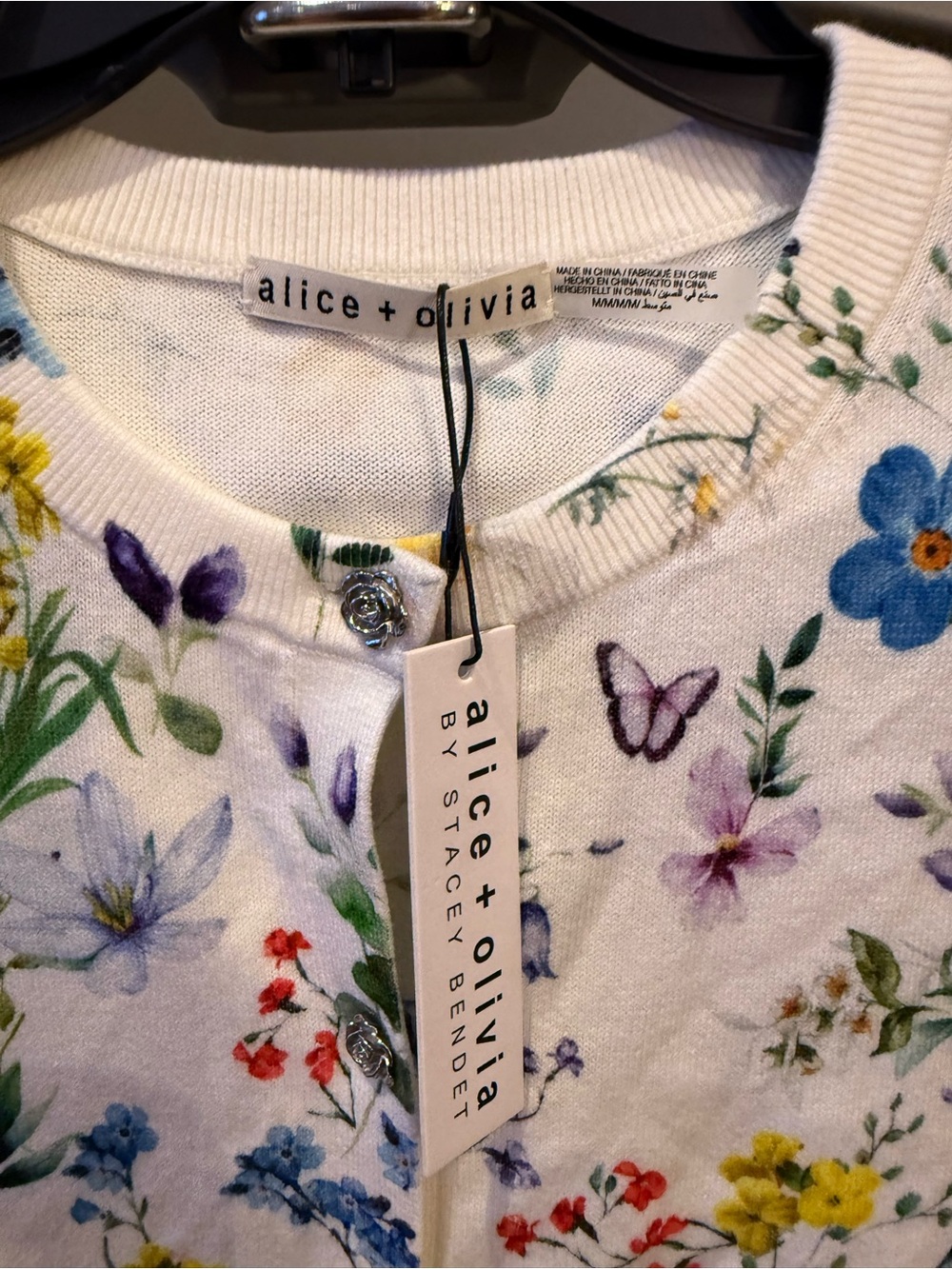 Alice and Olivia Carson Floral Cotton Blend Cardigan - Picture 2 of 5